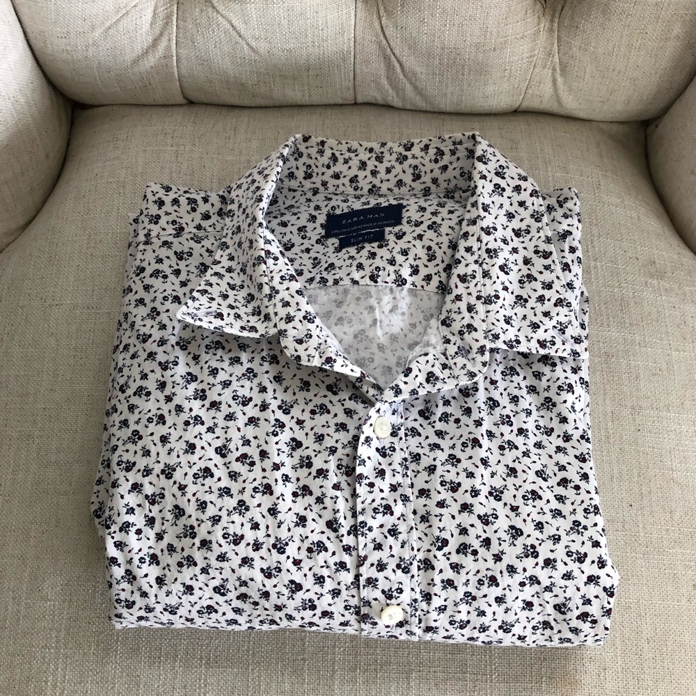 SLIM FIT ZARA MAN FLORAL BUTTON UP